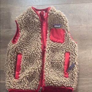 Patagonia Beige and Red Fleece Vest
